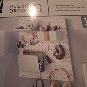 NWOB White Pegboard Organizer with Accessories
